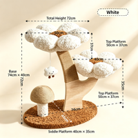 Structure d'escalade pour chat de luxe moderne, compacte et écologique, avec lit intégré, griffoir en bois résistant à l'usure, motif fleur