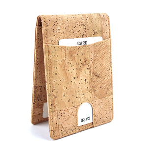 Neueste Unisex Slim Lederbrieftasche mit Kork-Geldbörse RFID Diebstahlsicherheit Funktion Offener Verschluss stilvolles Logo Muster Polyester PU-Fusbinder - Product Image 1