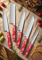 Ensemble de couteaux de cuisine HBD en acier composite faits à la main, 5 pièces, durables, tranchants, couteaux utilitaires Santoku Kiritsuke, ambidextres, octogonaux