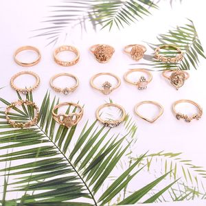 Juego <span class=keywords><strong>de</strong></span> Anillos Retro con Cruz, Moneda Dorada y Circonita Cúbica para Mujer, Anillos Apilables y Geométricos en Plata/Dorado - Product Image 4