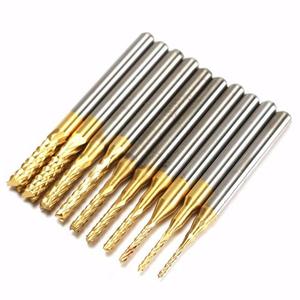 10 cái 0.8-3mm titan tráng cuối phay cắt carbide khoan bit thiết lập với 1/8 ''Shank - Product Image 3