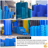 Palette Euro en plastique HDPE hygiénique en acier inoxydable durable, à 4 voies, simple face, robuste, empilable, pour stockage en entrepôt