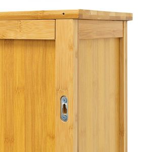 <span class=keywords><strong>Meuble</strong></span> <span class=keywords><strong>de</strong></span> <span class=keywords><strong>rangement</strong></span> mural en bambou personnalisé avec étagère réglable en hauteur et porte-serviettes - Product Image 4