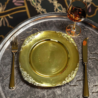Assiettes de Présentation en Gros 13 Pouces, Style Victorien Antique, en Plastique de Luxe, Bord Gaufré Baroque Moderne, pour Dîner, Service et Événements