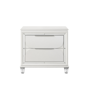 Pearl White 2-Drawer Nightstand With Acrylic Crystal Legs <b>Storage</b> Drawer Bedroom Furniture - Product Image 3