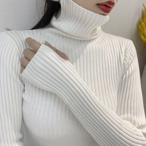 Maglione da Donna Personalizzato a Collo Alto, Pullover di Alta Qualità, Maglia Basic a Maniche Lunghe - Product Image 5