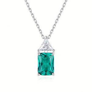 Juego de Joyería de Plata con Baño de Rodio de Alta Calidad, Corte Esmeralda de 5*7mm, Collar y Aretes de Zirconia, Regalo para Bodas y Fiestas - Product Image 4