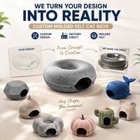 Maison pour animaux de compagnie en forme de beignet pliable, écologique, personnalisable OEM ODM, en feutre, amovible, lavable, anti-griffures, tunnel-lit pour chat et chien