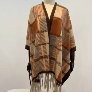 Écharpe en soie polyester imprimée géométrique 2025, grande étole en acrylique pour femme, décoration d'hiver - Product Image 5