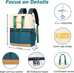 Sac à dos isotherme double compartiment - 12 blocs réfrigérants, capacité 36 canettes, maintien au froid 24h, étanche, isolé, portable, élégant pour pique-nique - Product Image 5
