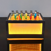 Seau à glace carré en acrylique avec lumière LED RVB colorée, rechargeable, étanche, refroidisseur de bière et de champagne pour les soirées en boîte de nuit