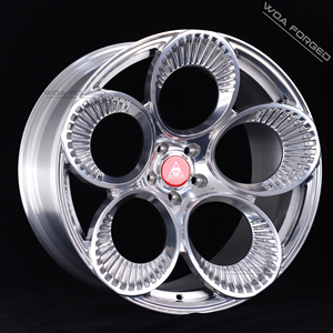 Jantes en alliage forgé monobloc, design trèfle à quatre feuilles, finition chromée argentée brillante, polies, 6061-t6, pour <span class=keywords><strong>Alfa</strong></span> <span class=keywords><strong>Romeo</strong></span> Lamborghini - Product Image 2
