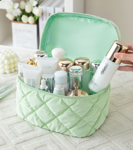 <span class=keywords><strong>2025</strong></span> Mới Nhất Bông Phun Mỹ Phẩm Túi Công Suất Lớn Xách Tay Son Môi Rửa Lưu Trữ Túi Dây Kéo Xuống 3Pcs Trang Điểm Bộ Túi - Product Image 5