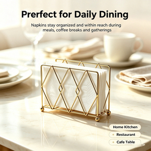 Porta Servilletas Geométrico de Metal Dorado <span class=keywords><strong>DaS</strong></span>, Dispensador Decorativo de Servilletas de Alambre para Mesa de Comedor, Cocina, Decoración de Mesa de Restaurante - Product Image 3