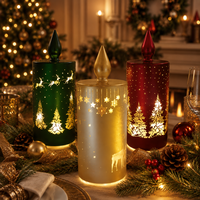 Lampe à bougie LED en verre de Noël de 20 cm, décoration de fête, centre de table, décoration intérieure, éclairage
