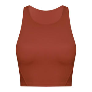 Camiseta sin mangas con cuello Halter para mujer para Fitness Yoga LOGO personalizado sin espalda Camiseta sin mangas ajustada elástica - Product Image 5