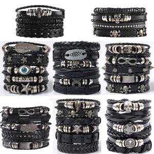 6 Pulseras Punk Rock para Hombre, Ajustables, de Cuero PU Trenzado, Brazaletes Negros para Hombre y Mujer - Product Image 2