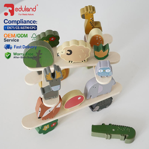 Jouet d'équilibre Montessori EDULAND OEM ODM, blocs éducatifs en bois, animaux de la forêt, dessin animé, jouet d'apprentissage précoce pour enfants, empilage et construction - Product Image 3