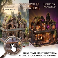 Kit de bricolage Hamaileon Witch Lair Magic Cottage, puzzle en bois 3D, maison miniature d'Halloween, cadeau/ornements artisanaux en bois