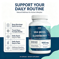 Complément Alimentaire Premium en Capsules OEM : Mousse de Mer, Baies d'Aronia, Fucus et Racine de Bardane 1600 mg, 90 Capsules