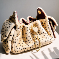 Sac à main de luxe en fourrure à chaînes, imprimé léopard et pois, sac seau en peluche d'hiver, sac à bandoulière pour femme, articles tendance, sac de créateur