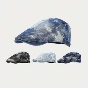 Béret tendance 2024 pour femmes et hommes, casquette en denim tie-dye, chapeau Ivy - Product Image 2