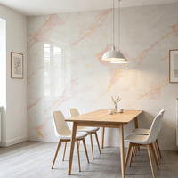 Lámina de PVC Moderna con Diseño de Mármol Blanco para Decoración de Pisos y Paredes de Sala de Estar, Ecológica e Impermeable