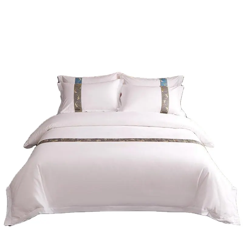 Khách sạn năm sao bedding Set 4-Piece 100% Ai Cập cotton sateen Trắng tấm ga trải giường Set