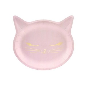 Nouvelles assiettes en papier roses à motif de chat, jetables, pour gâteaux, pour fête d'anniversaire - Product Image 6