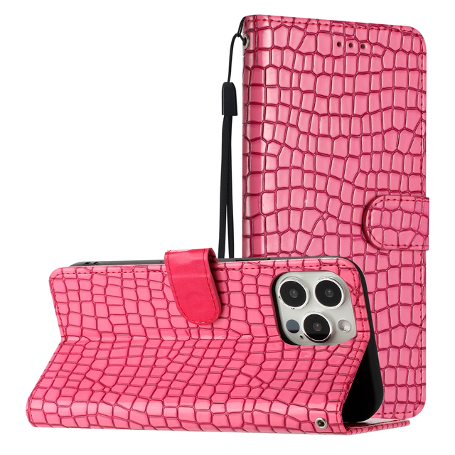 Shiny Crocodile Pattern Phone Cover for IPhone15 PU Leather Mobile Phone Bags and Cases for iPhone 15 14 13