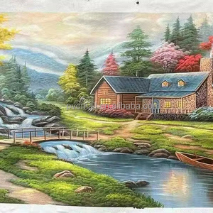 Phong Cách Châu Âu Trang Trí Nội Thất Canvas Bức Tranh Phong Cảnh Rừng Cabin Tường Nghệ Thuật Bức Tranh Sơn Dầu Trên Vải Cảnh Quan Trong Màu Sắc Sống động - Product Image 1