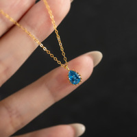 Collar de Plata de Ley S925 con Diseño de Gota de Agua Azul Océano, Joyería de Plata sin Níquel para Tienda en Línea, Moda Femenina