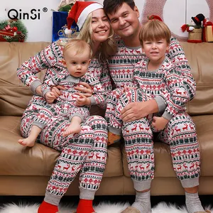 QINSI 2023 New Year Father Mother Baby Clothes Set Dad Mom Son Pyjamas Outfit Family Matching Christmas Pajamas