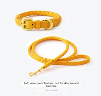 Ensemble collier, laisse et foulard en cuir tressé de qualité supérieure, doux, durable, écologique, réglable, à dégagement rapide, léger, accessoires de luxe pour animaux de compagnie