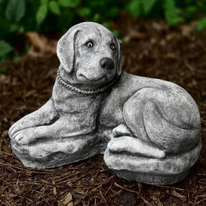 Estatua de Labrador Acostado, Linda Figura de Labrador de Piedra <span class=keywords><strong>para</strong></span> Jardín, Decoración de Perro <span class=keywords><strong>para</strong></span> Exteriores, Estatua de Perro de <span class=keywords><strong>Cemento</strong></span>, Escultura de Perro de Concreto - Product Image 2