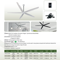 Ventilateur de plafond industriel électrique HVLS-7 WEIYU 7FT DC, 5 pales, construction métallique, faible bruit, refroidissement par air, vent puissant, usage domestique