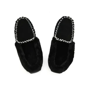 Fur Moccasins Slippers Designer Casual Genuine Leather Soft Fuzzy Baby Moccasins