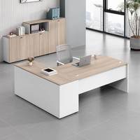 Ensemble table et chaise de bureau, design en L, bureau en bois résistant à la corrosion, design moderne, double poste de travail face à face, armoire pour 2/4 personnes