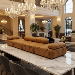 Sofá Modular en Forma de L Convertible Moderno de Tela con Tres Asientos y Relleno de Esponja - Product Image 2