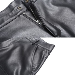 BINBEIER Nuova Tendenza Abbigliamento di Qualità, Pantaloncini <span class=keywords><strong>in</strong></span> <span class=keywords><strong>Pelle</strong></span> da Uomo Personalizzati, Stile Casual con Zip, Morbidi, Lunghezza al Ginocchio, con Tasche Applicate - Product Image 3