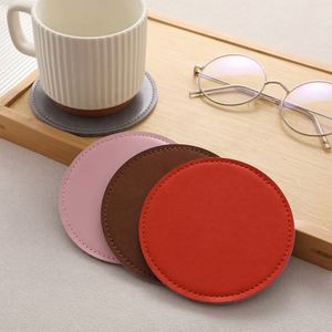 Custom Round Felt & PU Leather <b>Coasters</b> Set - Waterproof, Heat Resistant, Non Slip Drink Mats for Promotional Gifts - Product Image 4