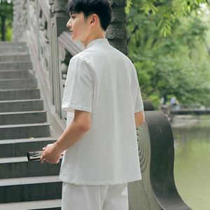 Vêtements <span class=keywords><strong>traditionnels</strong></span> <span class=keywords><strong>chinois</strong></span> Tang pour hommes et femmes, tenue de méditation Zen, coupe ample, manches courtes, uniforme de travail pour thérapeute en massage - Product Image 3
