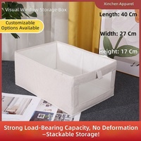 Organisateur de vêtements pliable rectangulaire en tissu non tissé avec fenêtre de visualisation, capacité de 18 L pour vêtements et sous-vêtements, design moderne et minimaliste