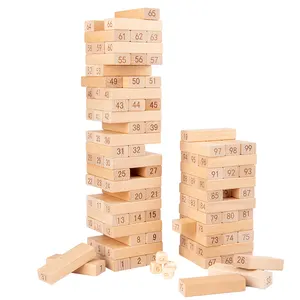 厂家直销99 PcsWooden翻滚塔喝游戏成人木制堆砌块醉酒塔木堆砌玩具