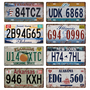 <span class=keywords><strong>Collection</strong></span> de plaques d'<span class=keywords><strong>immatriculation</strong></span> américaines vintage en métal, décoration murale rustique pour garage, pour les passionnés de voitures - Product Image 1