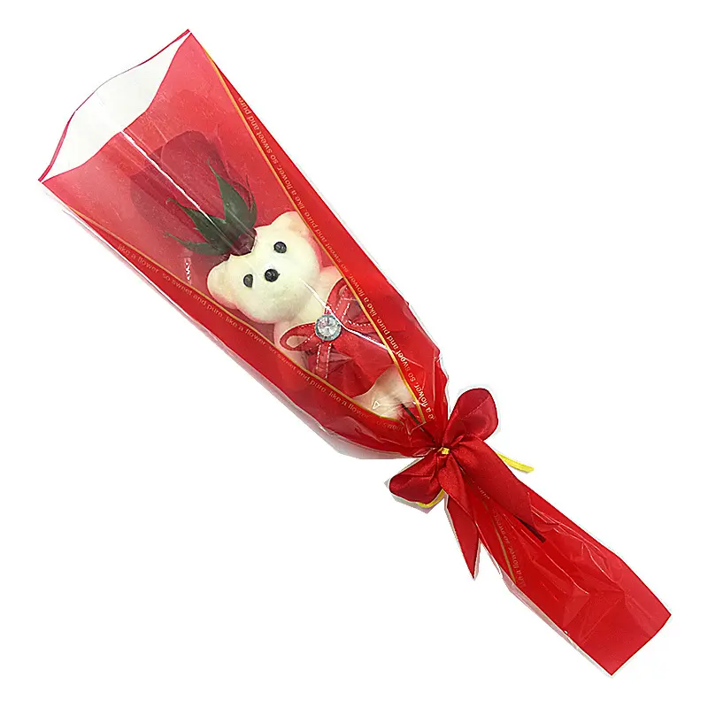 AYOYO nuova vendita calda regalo per la festa della mamma singolo Mini orsacchiotto Bouquet di Rose sapone fiori