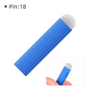 El más nuevo azul 0,2mm inclinado 18U Microblading agujas <span class=keywords><strong>Micro</strong></span> cuchillas tatuaje PMU ceja aguja Microblading Nano agujas cuchillas - Product Image 2