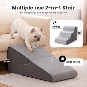 Escaleras para perros con cubierta reversible, extraíble y lavable, accesorio para interiores, color beige, forma rectangular sólida - Product Image 3