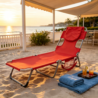 Nouveau design moderne, chaise longue de plage pliable rouge, durable, imperméable, dossier réglable, chaise longue de piscine extérieure avec coussin pour la tête