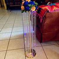 Haute qualité style moderne métal cristal or fleur support grand lustre centres de table pour la décoration de mariage